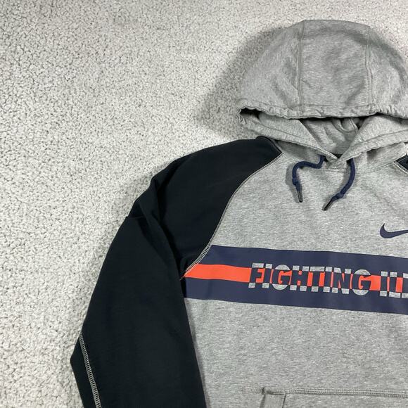 Fighting Illini Hoodie Mens L Nike Sweatshirt Illinois Swoosh NCAA Team Issued - Picture 9 of 16